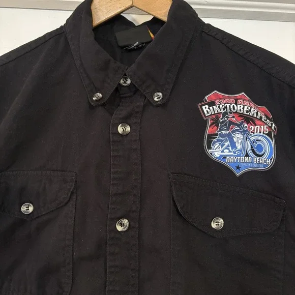 2015 Daytona Beach Biketoberfest Black Vest Motorcycles Riding Size XL - Picture 2 of 9